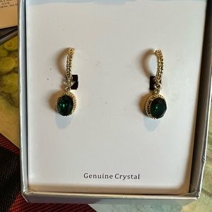 NWOT emerald crystal pierced earrings